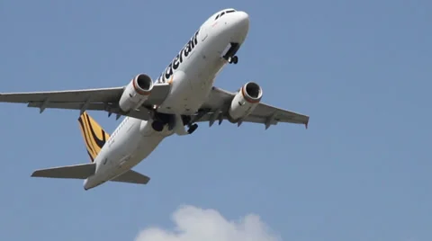 Plane taking off through fence 库存影片 31708959