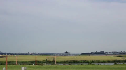 Plane taking off towards camera at DCA Ronald Reagan Washington National Airport Stock Footage 65218546