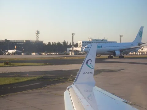Plane taxies on runway Stock Footage 80276175