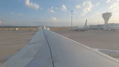 The plane is taxiing Video stock 144352466