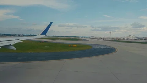 Plane Taxiing on the Runway at Atlanta Airport 4K Stock Footage