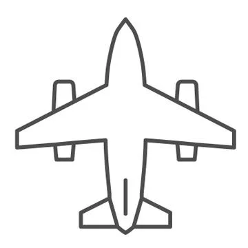 Plane thin line icon, air transportation symbol, aircraft vector sign on white Stock Illustration