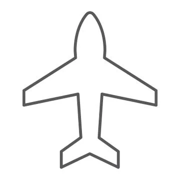 Plane thin line icon, aircraft and jet, airplane sign, vector graphics, a linear Illustrazione stock