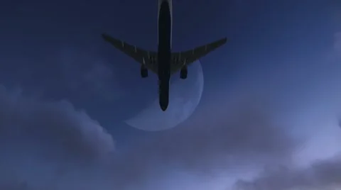Plane through the sky. Aircraft taking off or landing. Video stock 49746177
