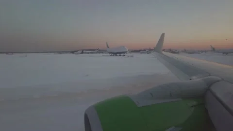 From the plane through the window during takeoff Stock Footage 155901044