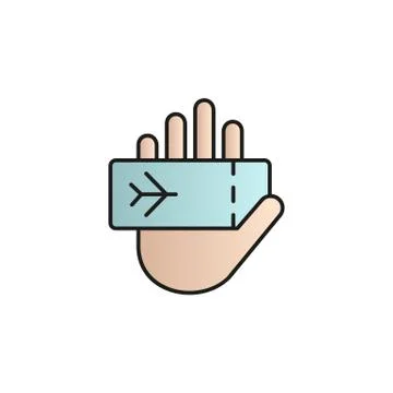 Plane ticket in hand color gradient vector icon Stock Illustration