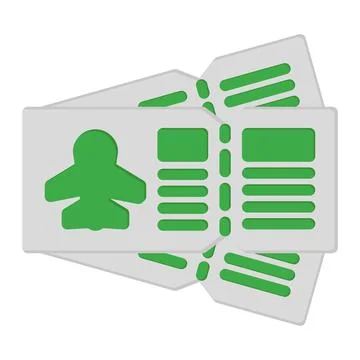 Plane ticket icon in Flat Style. Color Fill Stock Illustration