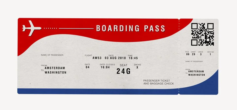 Plane ticket isolated on white background. 3D illustration Stock-Illustration