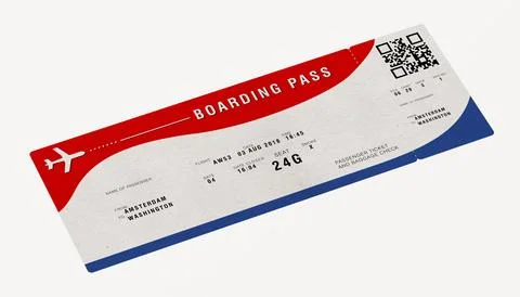 Plane ticket isolated on white background. 3D illustration Stock-Illustration