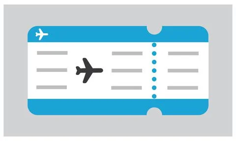 Plane ticket, simple flat line art style, vector. Stock Illustration