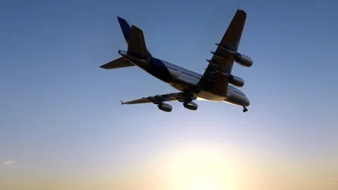 The plane took off and flew through the sky Stock Footage 322898355