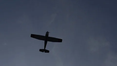 The plane took off in the backlight Stock Footage