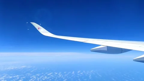 The plane took off through the clouds Video stock 285254774