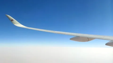 The plane took off through the clouds Video stock 285254818