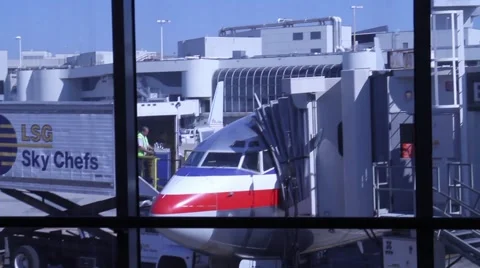 Plane train from window Stock Footage 973105