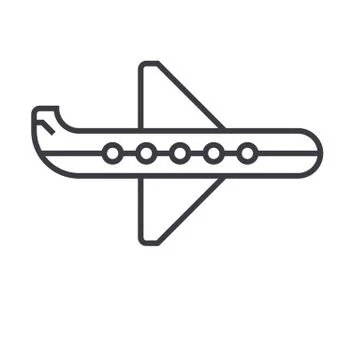 Plane vector line icon, sign, illustration on background, editable strokes Stock Illustration