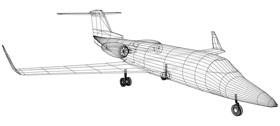Plane vector, Vector wireframe concept. Created illustration of 3d Illustrazione stock