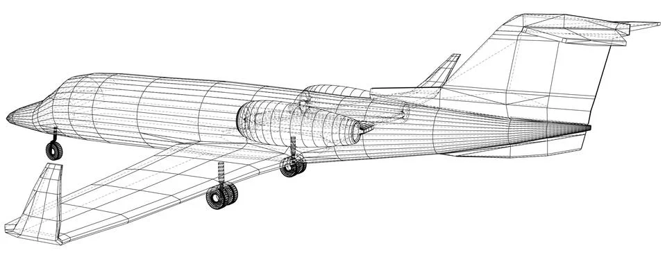 Plane vector, Vector wireframe concept. Created illustration of 3d Illustrazione stock
