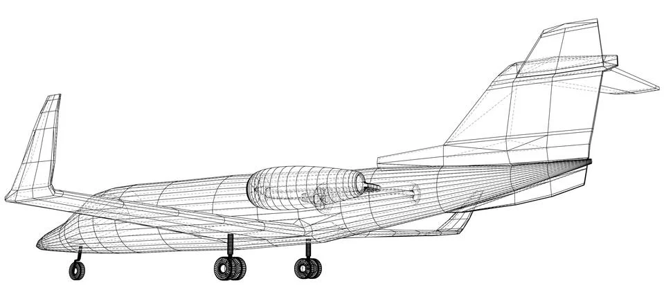 Plane vector, Vector wireframe concept. Created illustration of 3d Illustrazione stock