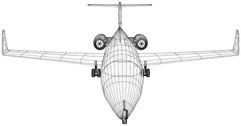 Plane vector, Vector wireframe concept. Created illustration of 3d Illustrazione stock