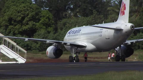 Plane waiting at the runway Stock Footage 297202049