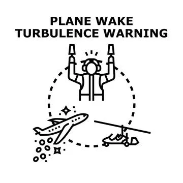 Plane wake turbulence warning with ground crew operating Stock Illustration