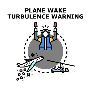 Plane wake turbulence warning with ground crew operating Stock Illustration