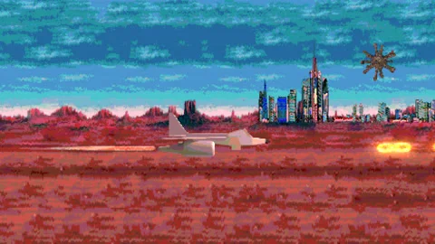 Plane War 8 Bit Arcade Background Stock Footage 193496601