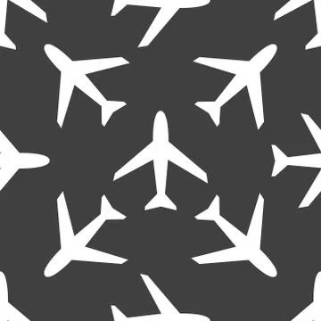 Plane web icon. flat design. Seamless pattern. Stock Illustration