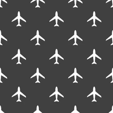 Plane web icon. flat design. Seamless pattern. Illustrazione stock
