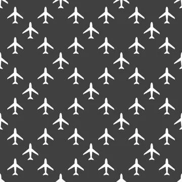 Plane web icon. flat design. Seamless pattern. Illustrazione stock