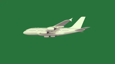 Plane is white and an airplane flying in sky on a cartoonish Stock-Footage 335978030