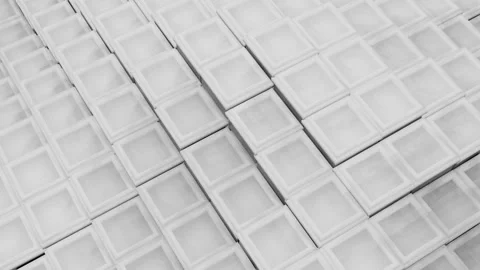 Plane of white cubes rise and fall in waves. 3d render looped animation Stock Footage 300845138