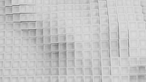 Plane of white cubes rise and fall in waves. 3d render looped animation Video stock 300845144