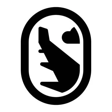 Plane Window icon in Glyph Style. Black Fill Stock Illustration