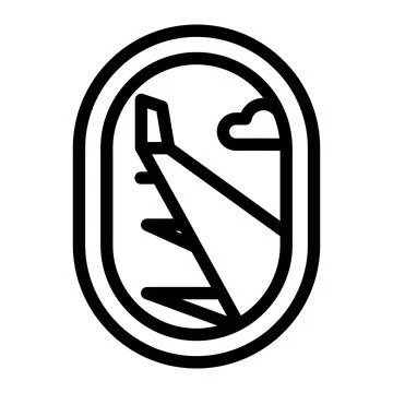 Plane Window icon in Outline Style. Line Art Stock Illustration