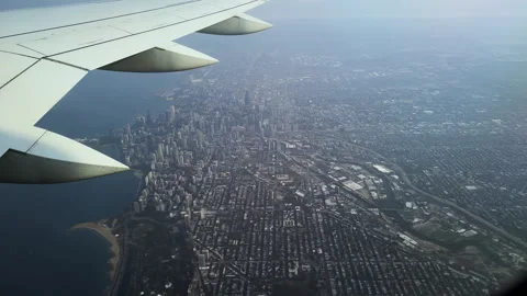 Plane Window POV Over Chicago, USA Stockbeeldmateriaal 246428793