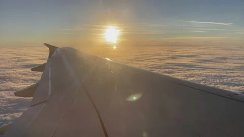 Plane Window Sun Clouds Stock Footage 223132845