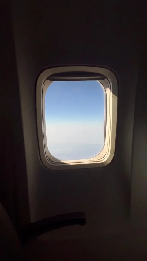 Plane window view in air during flight Video stock 344466573
