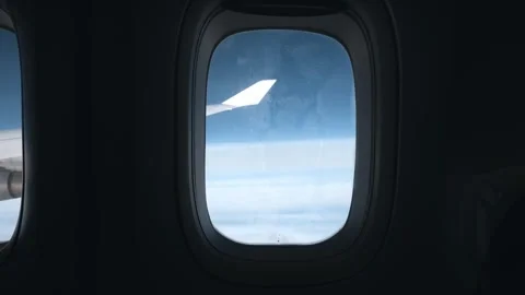 Plane Window View, sky and wing Видео 266815657