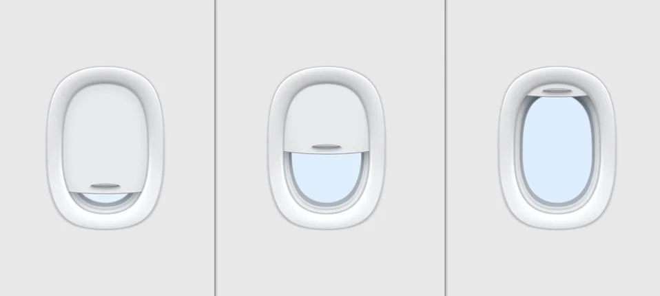 Plane windows, airplane portholes, air travel Stock Illustration