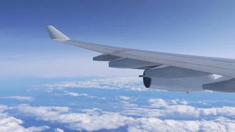 Plane wing during the flight In 4K Slow motion 60fps Stock Footage 126860715