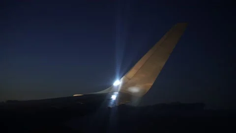 Plane Wing Flashing Lights Stock Footage 167747800