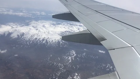 Plane wing flying mountain 6462 Stock Footage 108081421
