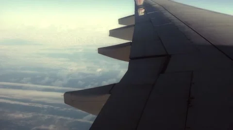 Plane wing flying over the Atlantic Video stock 42464958