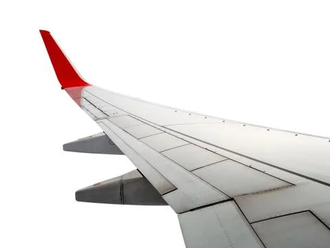 Plane wing isolate on white background Stock Photos