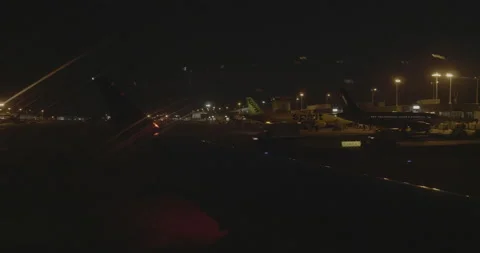 Plane Wing at Night Stock Footage 168113763