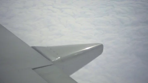 Plane Wing Out Plane Window Hovering Above Clouds Flying Travel Stock Footage 94984906