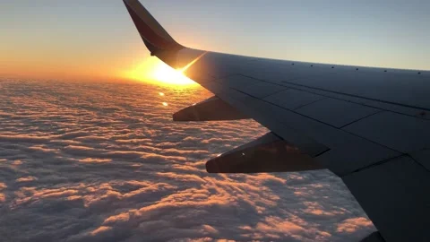 Plane Wing at Sunset Stock Footage 211247811