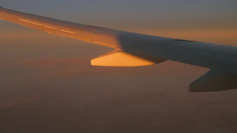 Plane wing at sunset Stock Footage 247723125